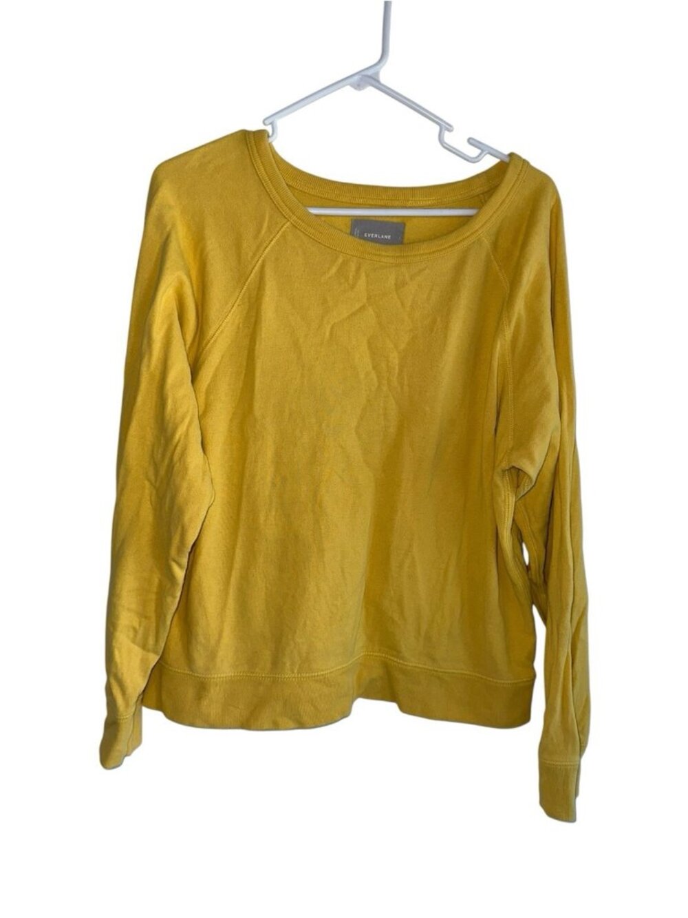 Everlane Womens Crew Neck Sweatshirt Sz L Yellow Minimalist Capsule Preppy